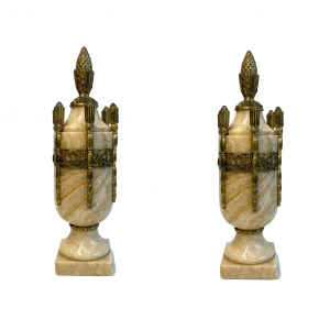 Paire d'urnes en marbre et bronze